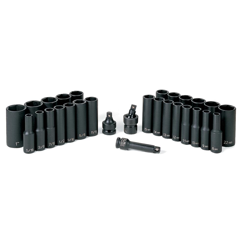Grey Pneumatic 3/8″ Drive Deep Length Impact Set - Ascmtools