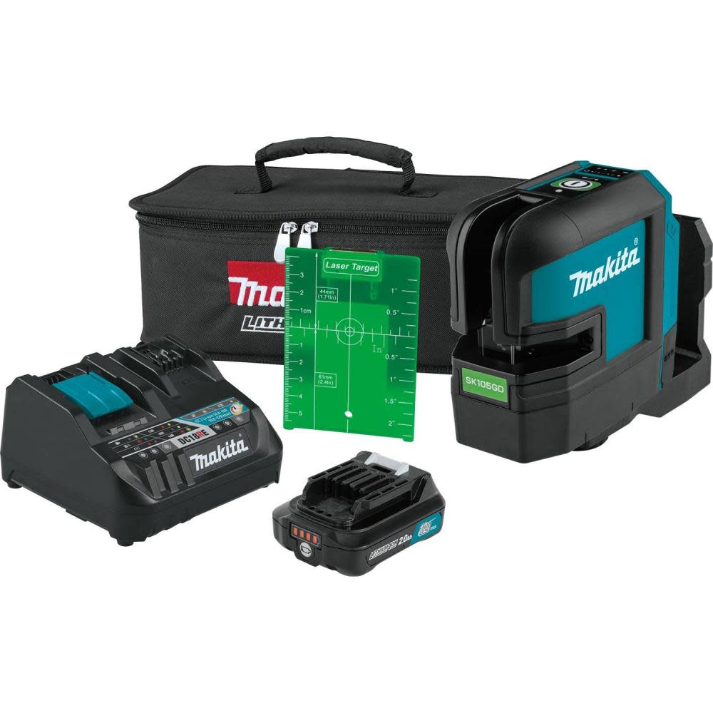 Makita 12V Max CXT Self-Leveling Cross-Line Green Beam Laser Kit - Ascmtools