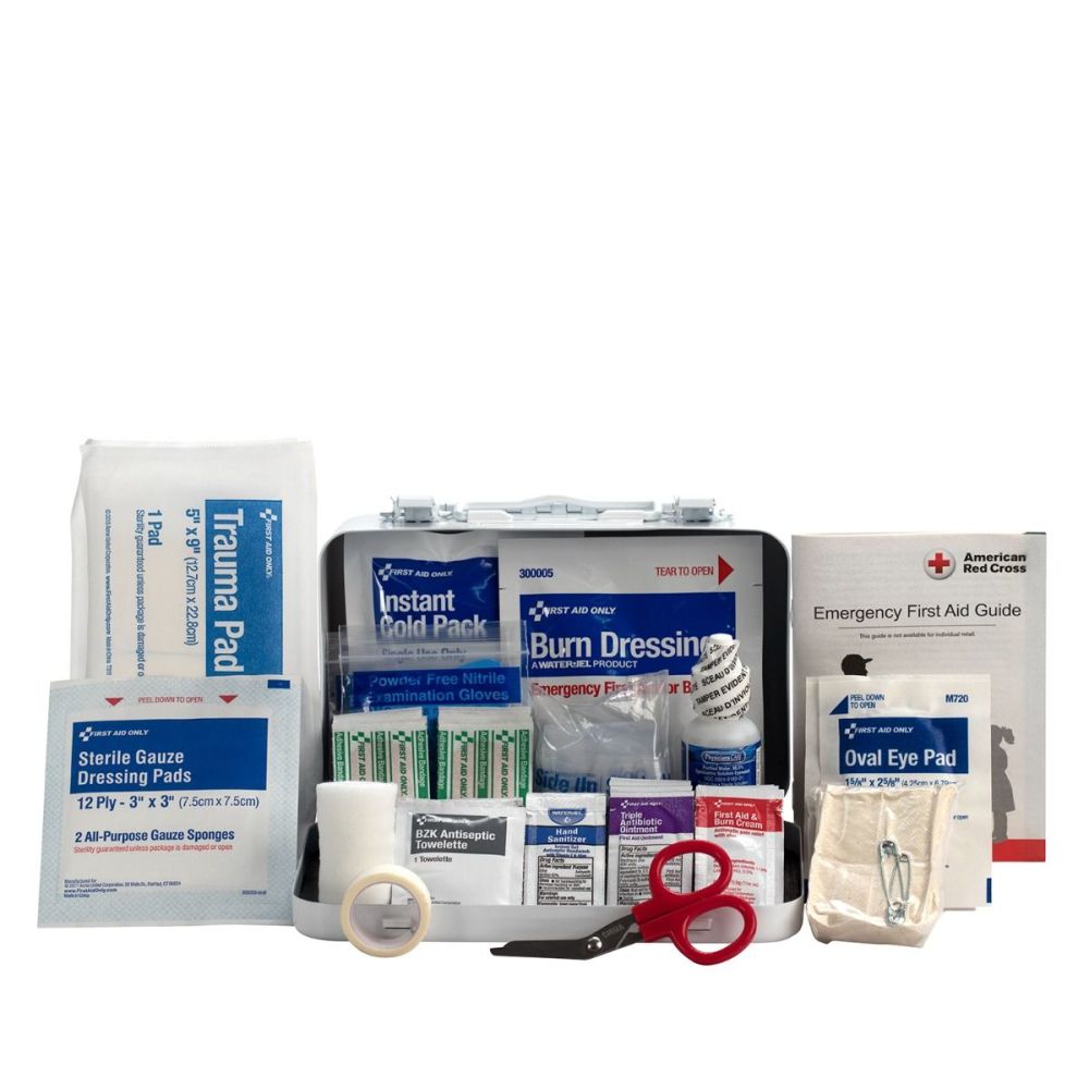 First Aid Only First Aid Kit 10 Person Metal Case ANSI Portable - Ascmtools