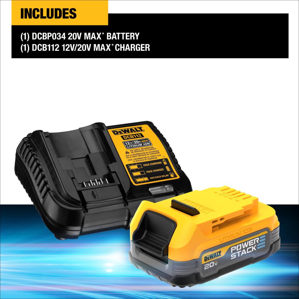DEWALT POWERSTACK 20V MAX Compact Battery Charger Starter Kit - Ascmtools