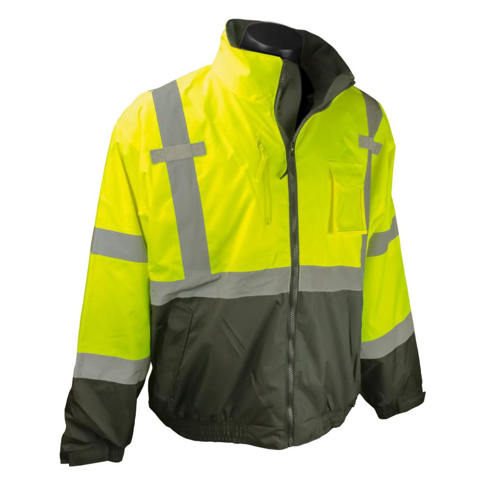 Radians 3-in-1 Deluxe Hi-Viz Bomber Jacket – Green / Black – XL - Ascmtools