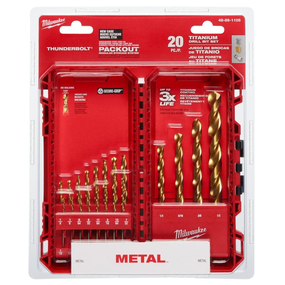 Milwaukee Thunderbolt Titanium Coated Drill Bit Set 20pc - Ascmtools