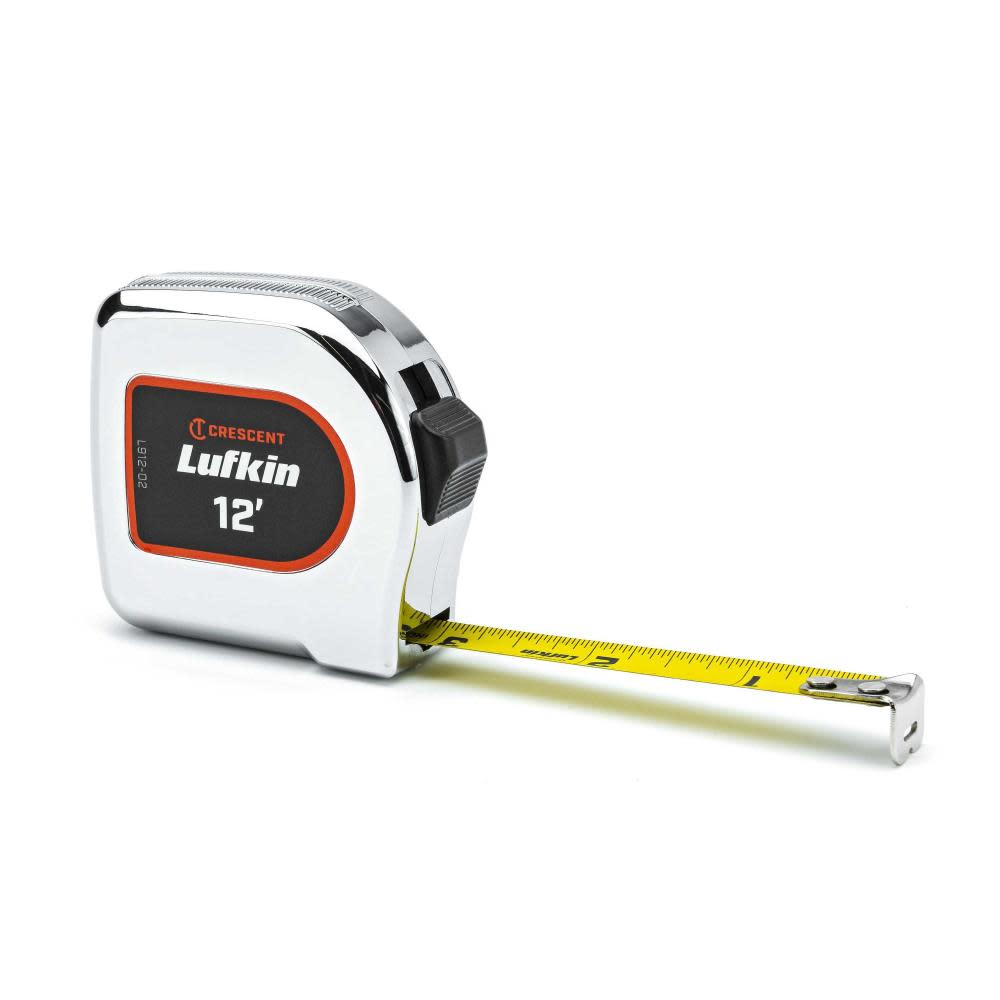 Crescent Lufkin Chrome Case Yellow Clad Tape Measure 1/2″ x 12′ - Ascmtools