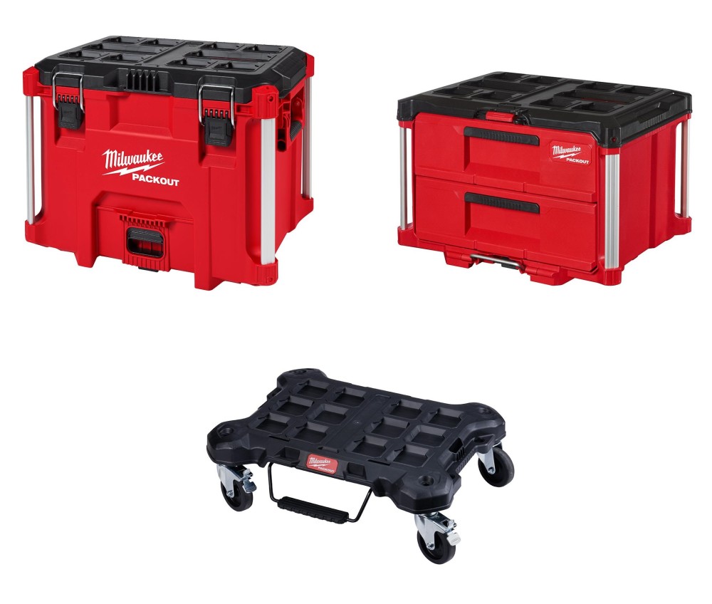 Milwaukee PACKOUT XL Tool Box 2 Drawer Tool Box Dolly Bundle - Ascmtools