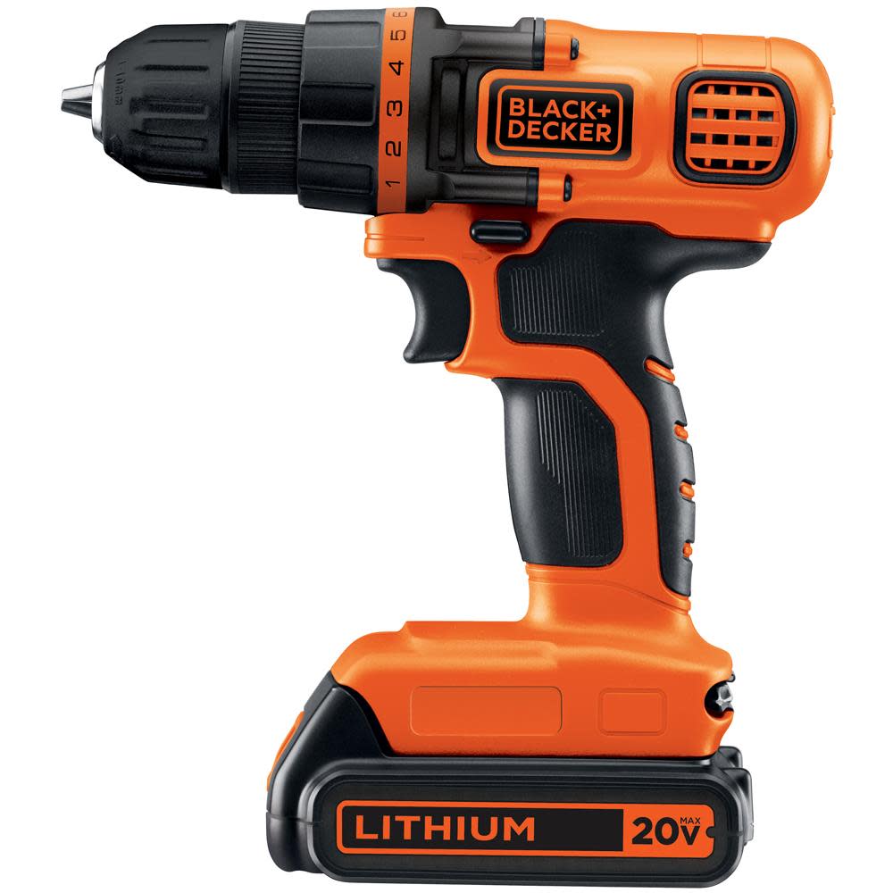 Black and Decker 20-volt MAX Lithium Ion (Li-ion) 3/8-in Cordless Drill with Battery Kit - Ascmtools