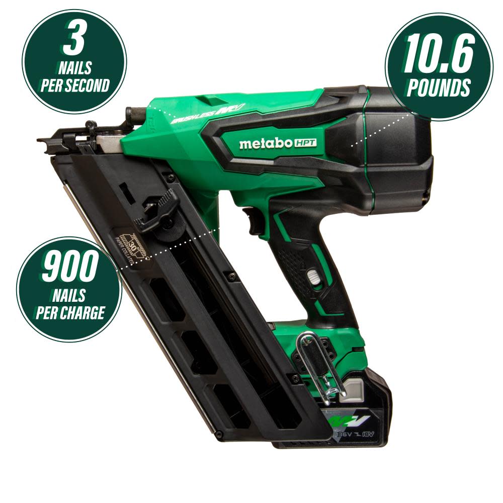 Metabo HPT MultiVolt 3 1/2″ Framing Nailer Kit - Ascmtools