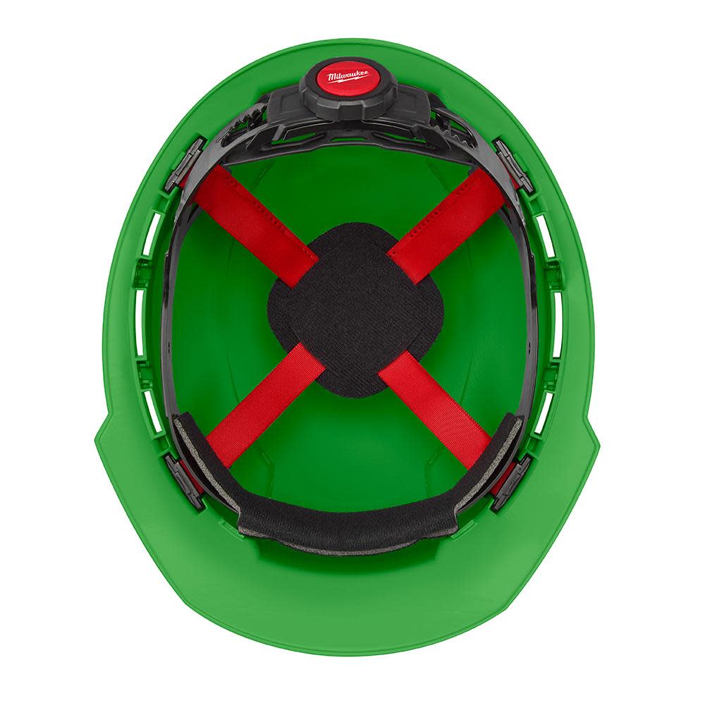 Milwaukee Hard Hat Green Front Brim Vented with 4pt Ratcheting Suspension Type 1 Class C - Ascmtools