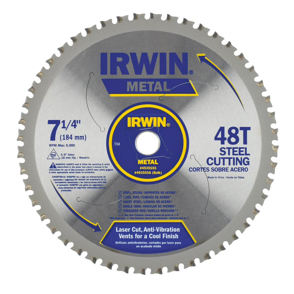 Irwin 7-1/4″ x 48T Master Combination Ferrous Steel 5/8″ Arbor – Carded - Ascmtools