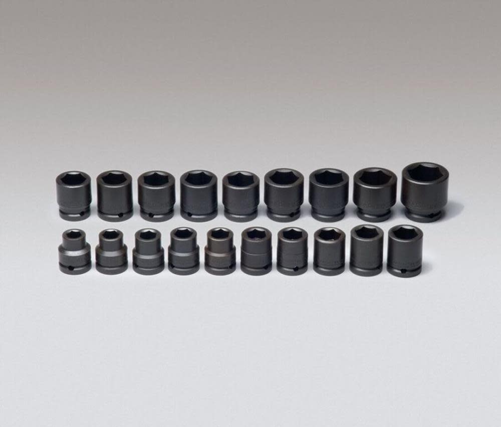 Wright Tool 3/4 In. Dr 19 pc. 6 Pt Std Metric Impact Socket Set - Ascmtools