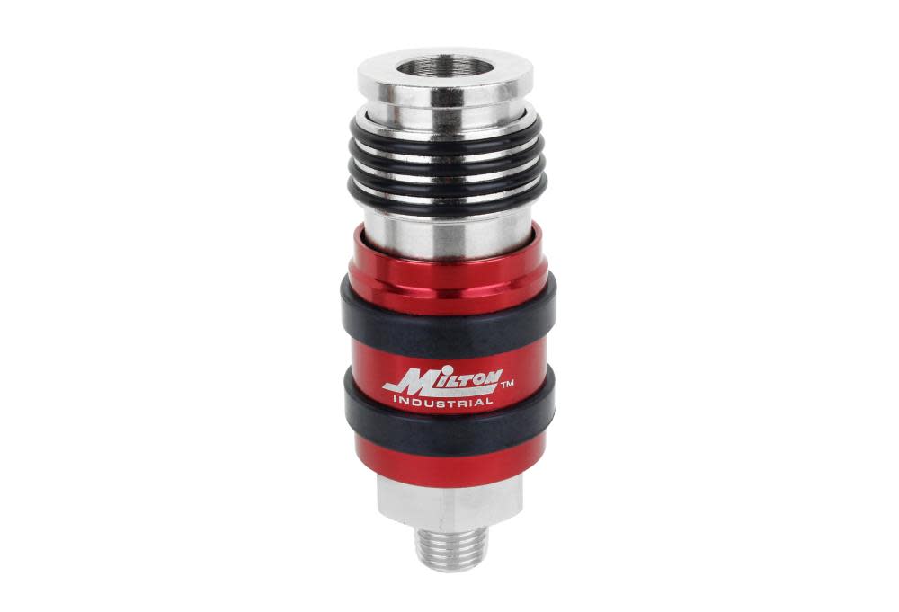 Milton 2 In ONE Universal Safety Exhaust Coupler  1/4″ MNPT x 3/8″ Body Flow - Ascmtools