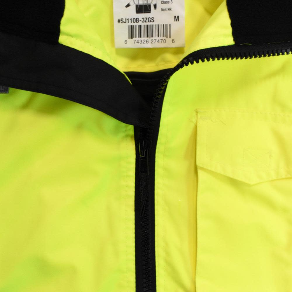 Radians Class 3 Two in One High Visibility Bomber Safety Jacket Green Black Bottom 3X - Ascmtools