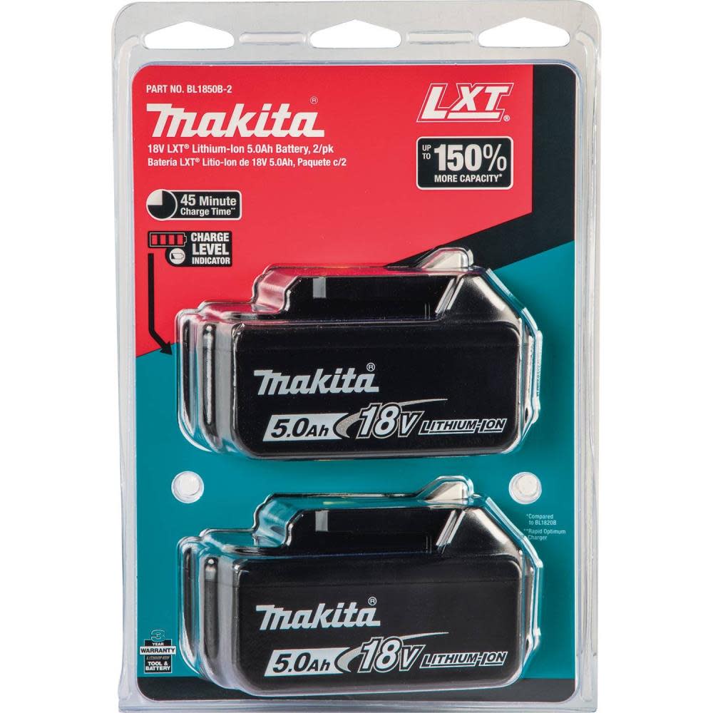 Makita 18 Volt 5.0 Ah LXT Lithium-Ion Battery 2-Pack - Ascmtools