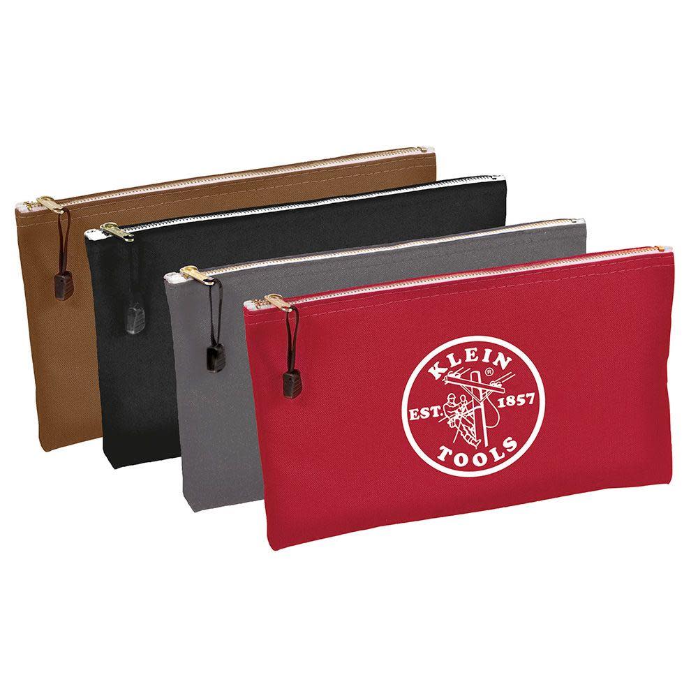 Klein Tools Canvas Zipper Bags – Package Of 4- Red Grey Black and Brown - Ascmtools