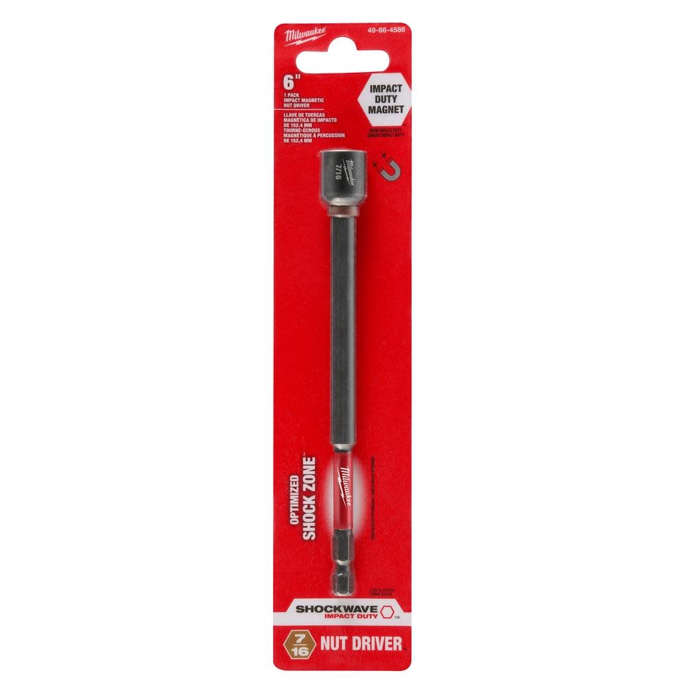 Milwaukee SHOCKWAVE Impact Duty 7/16″ x 6″ Magnetic Nut Driver - Ascmtools