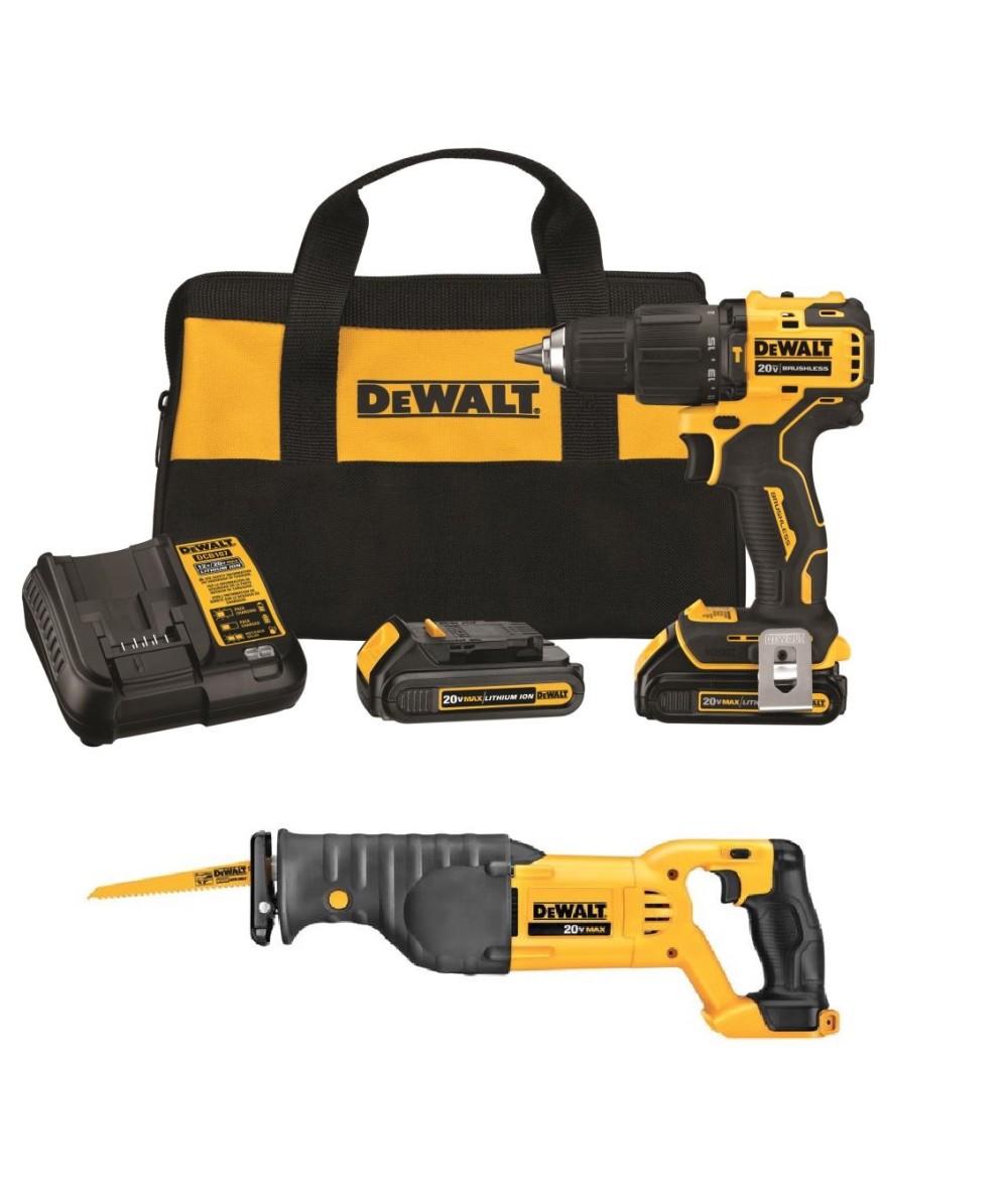 DEWALT ATOMIC 20V MAX 1/2″ Hammer Drill/Driver & Reciprocating Saw Kit Bundle - Ascmtools