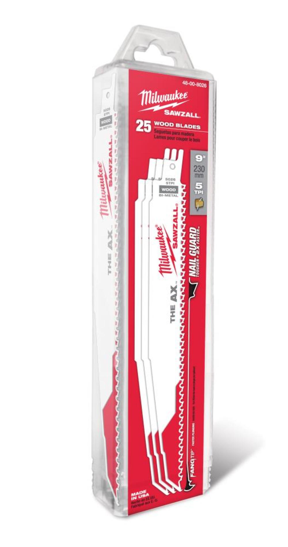 Milwaukee 9 In. 5/8 TPI White Bi-Metal Reciprocating Saw Blade 25Ct - Ascmtools