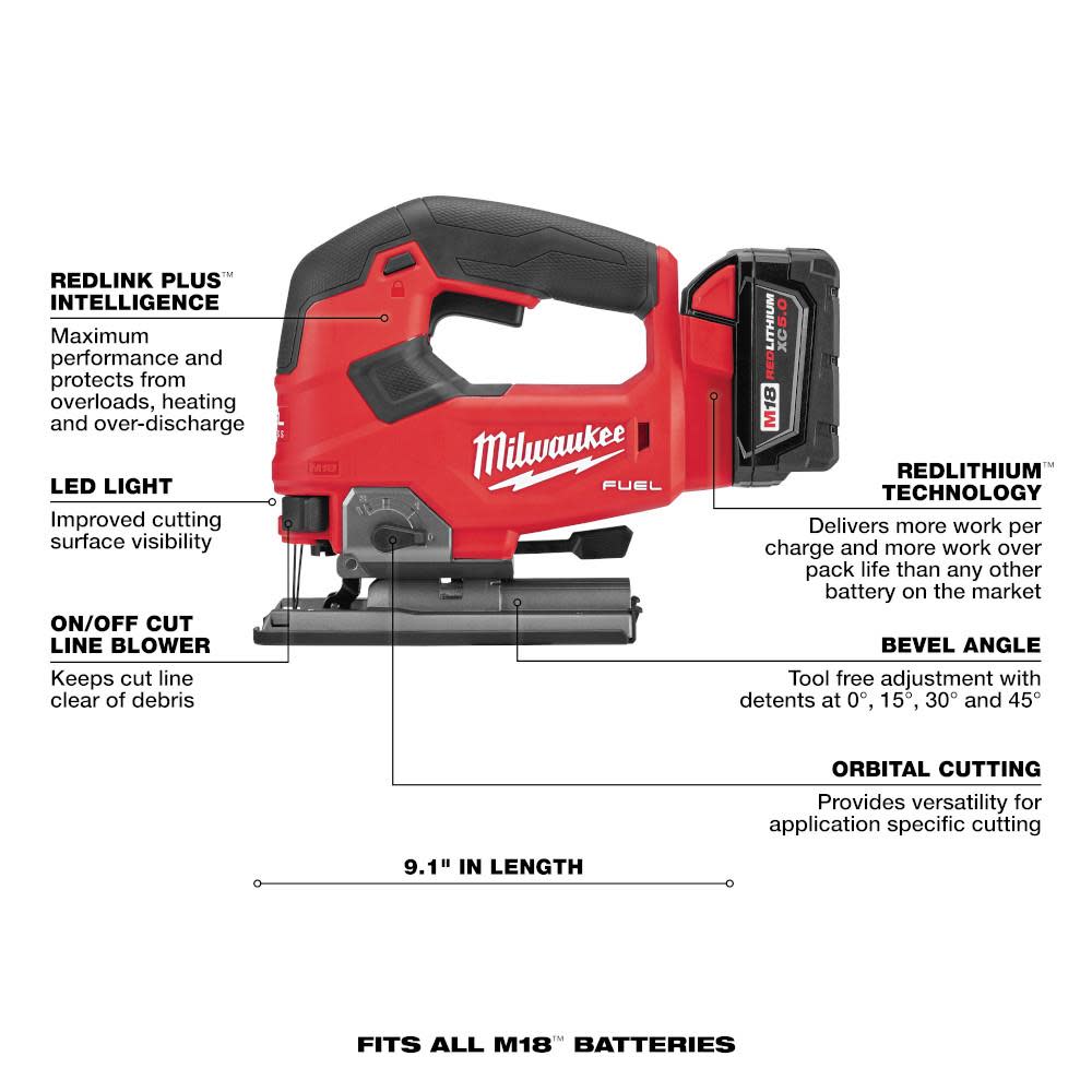 Milwaukee M18 FUEL D-handle Jig Saw Kit - Ascmtools