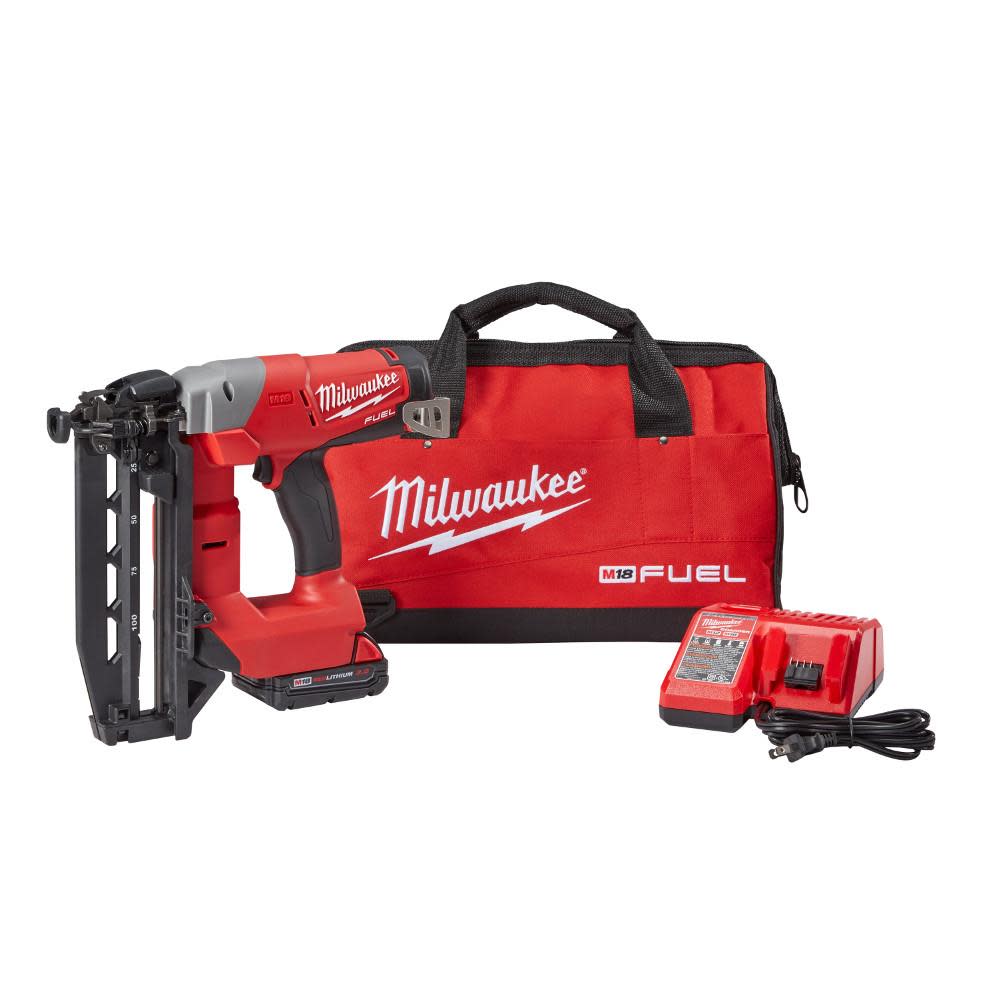 Milwaukee M18 FUEL 16 Gauge Straight Finish Nailer Kit - Ascmtools