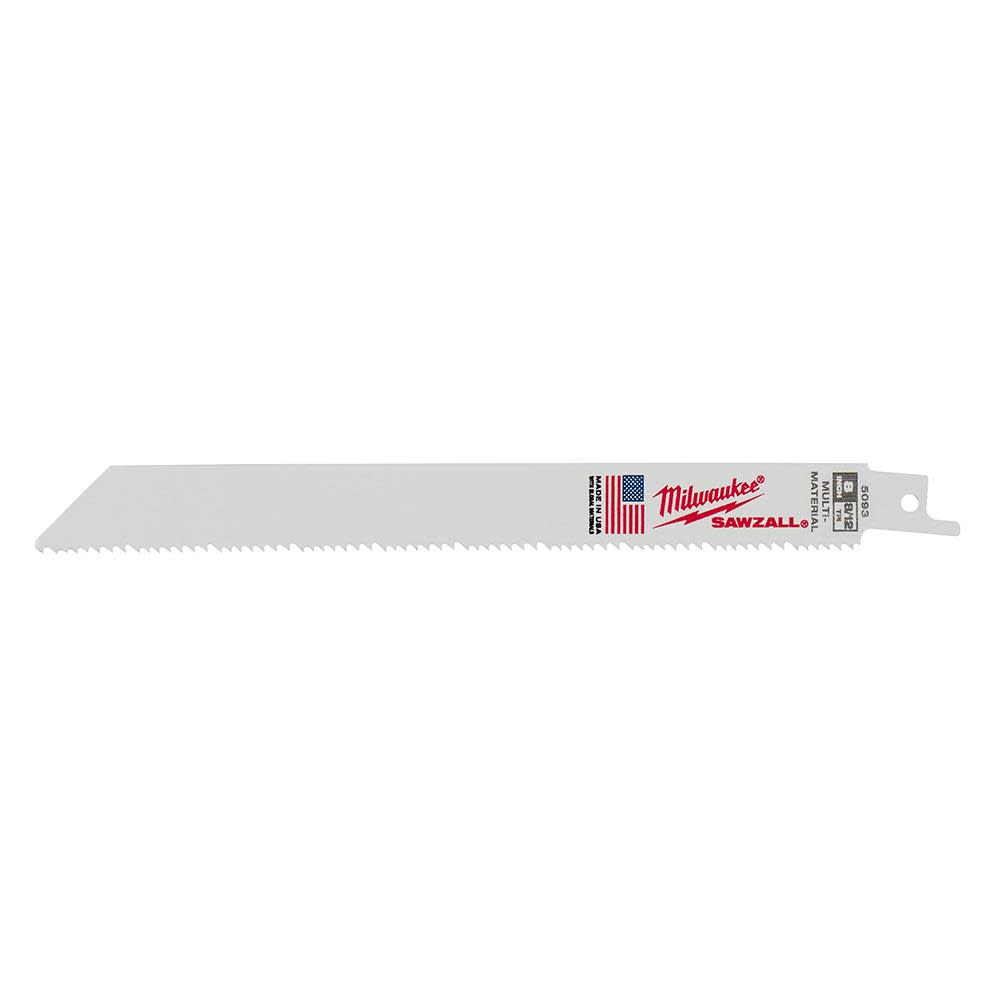 Milwaukee 8 in. 8/12 TPI SAWZALL Blades 5PK - Ascmtools