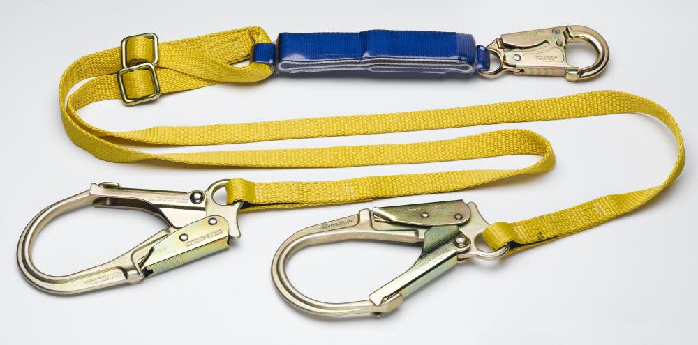 Werner 6 Ft. DeCoil Adjustable Twin Leg Lanyard (DCELL Shock Pack 1 in Web Snaphook Rebar Hooks) - Ascmtools