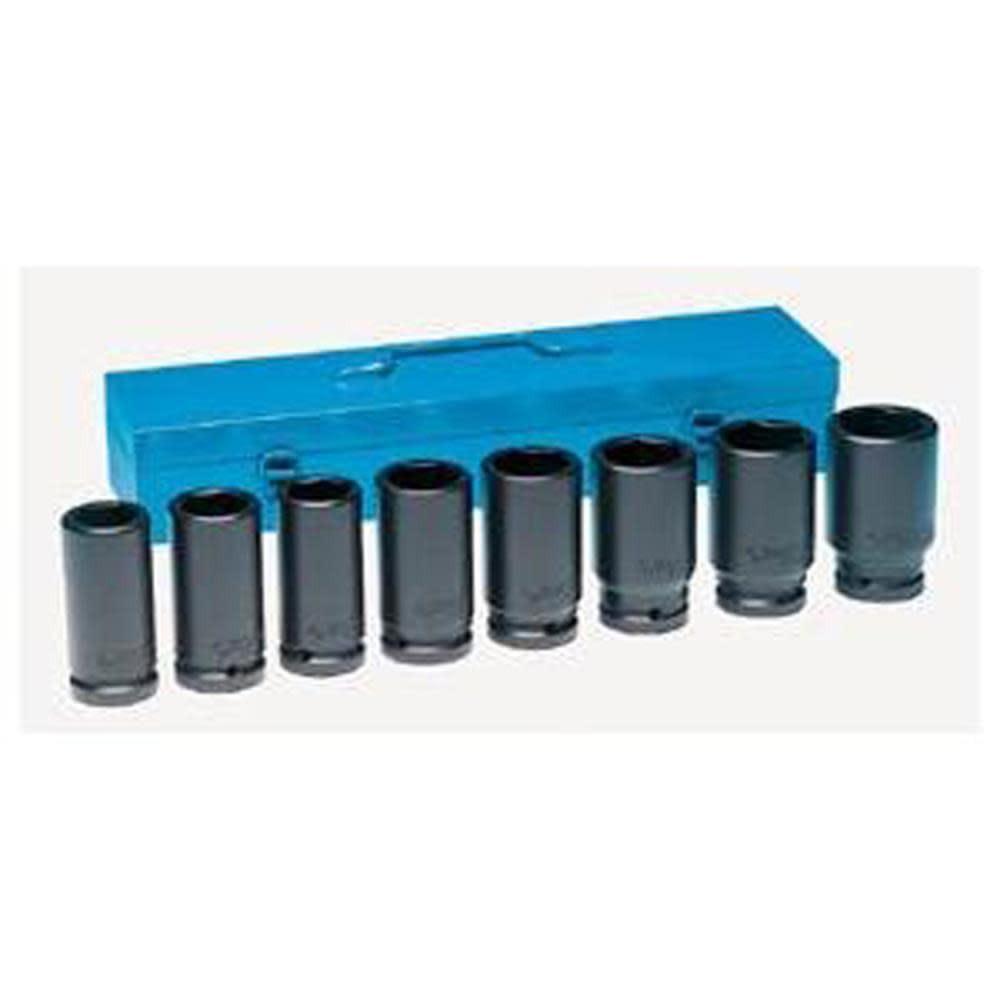 Grey Pneumatic 3/4 In. Drive Deep Length Fractional Impact Socket Set - Ascmtools