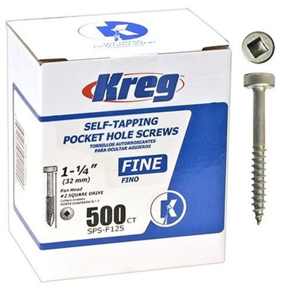 Kreg 1-1/4″ #6 Fine Pan-Head Zinc Pocket Screw – 500ct - Ascmtools