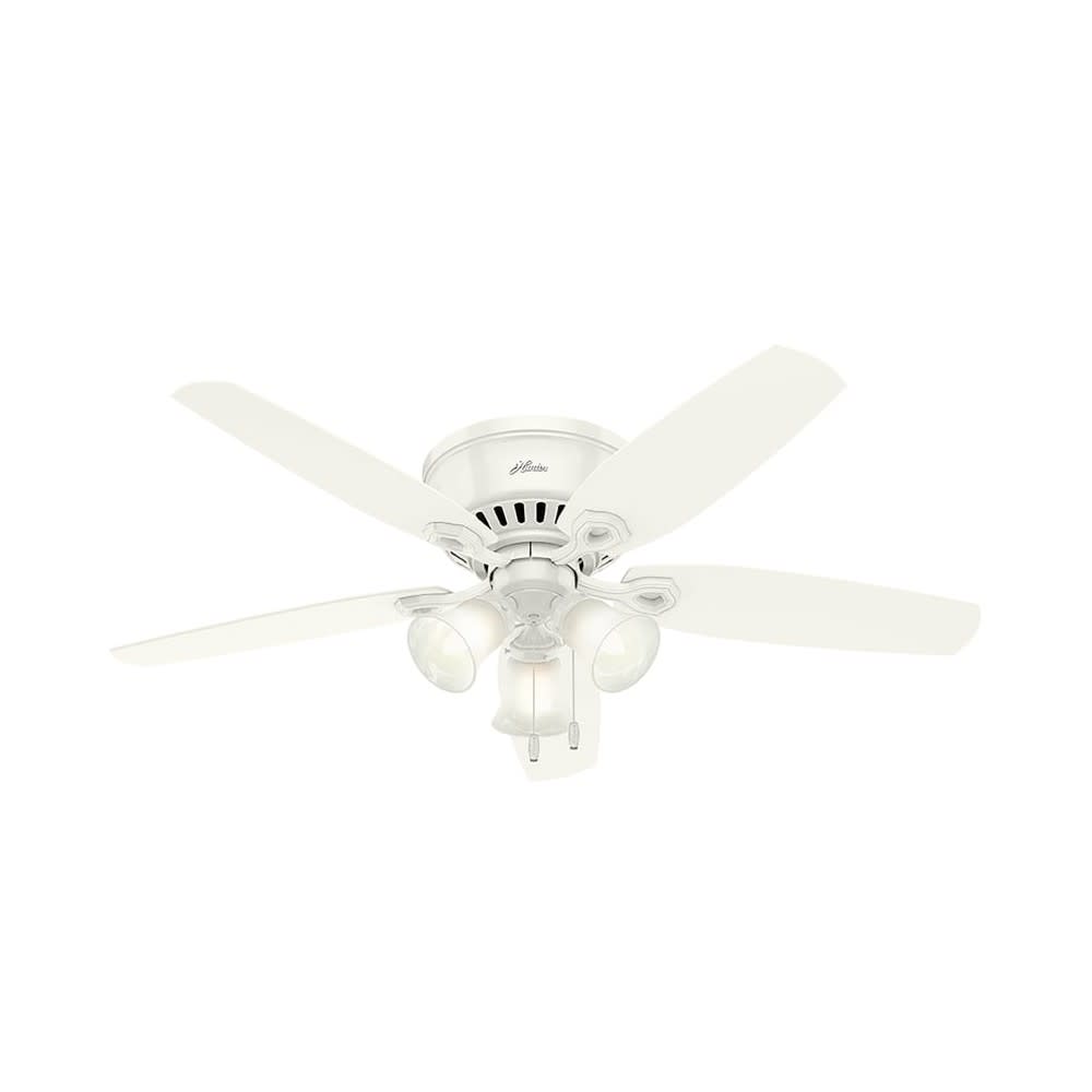 Hunter Fan Builder Ceiling Fan 52″ LED Indoor Snow White/Light Oak - Ascmtools