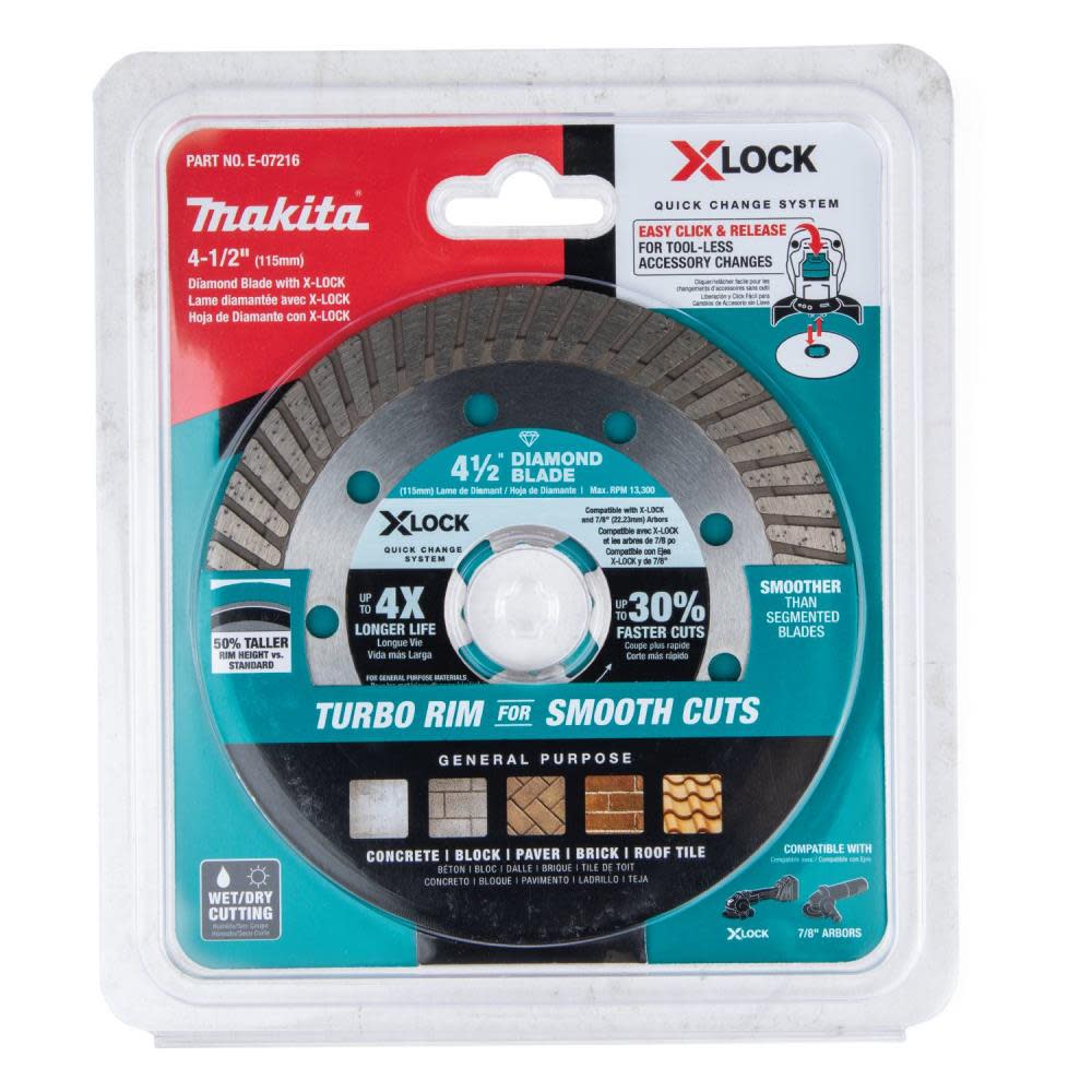 Makita X-LOCK 4-1/2″ Turbo Rim Diamond Blade for Masonry Cutting - Ascmtools