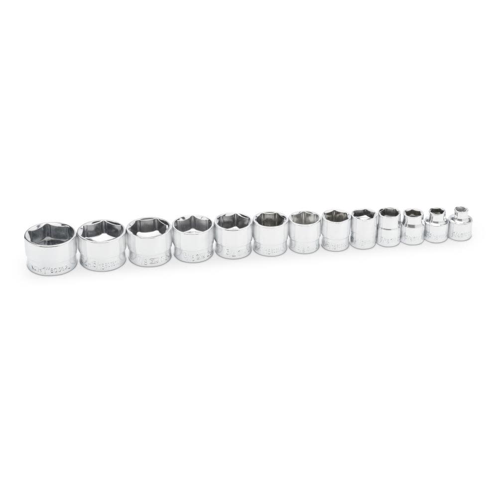 GEARWRENCH 3/8″ Drive 6 Point Stubby Socket Set SAE 13pc - Ascmtools