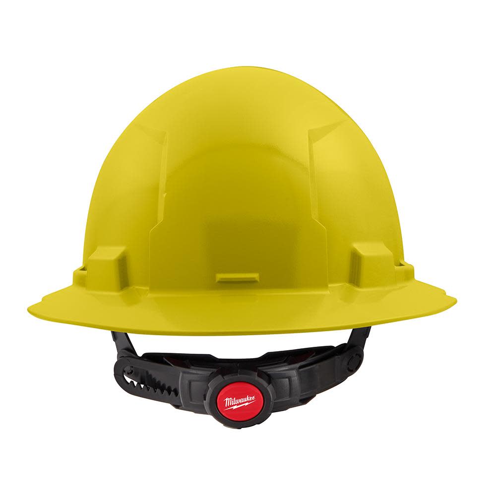 Milwaukee Yellow Full Brim Hard Hat with 6pt Ratcheting Suspension Type 1 Class E - Ascmtools