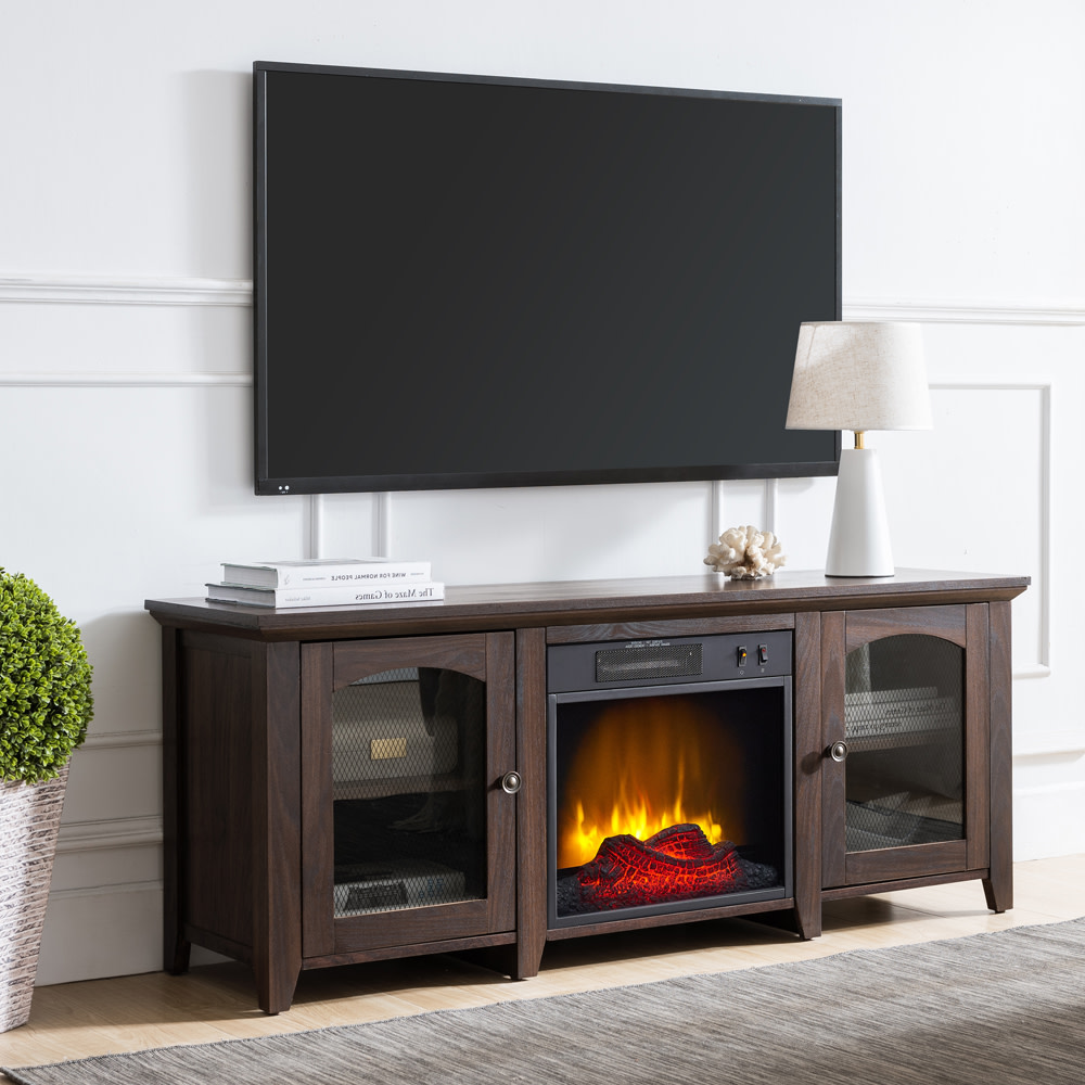 Hearthpro Media Electric Fireplace with Arch Doors - Ascmtools