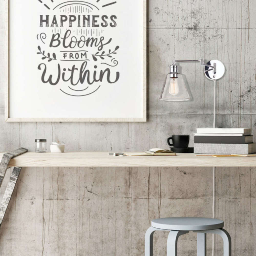 Globe Electric LeClaire Wall Sconce 1 Light Chrome Clear Vintage - Ascmtools