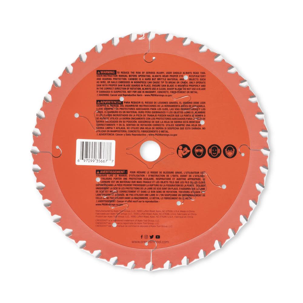 Crescent Circular Saw Blade 7 1/4″ x 40 Tooth Fine Cut Finishing - Ascmtools