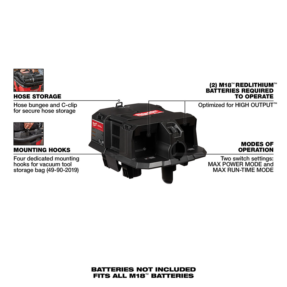 Milwaukee M18 FUEL Dual Battery Wet/Dry Vacuum Motor Head Bare Tool - Ascmtools