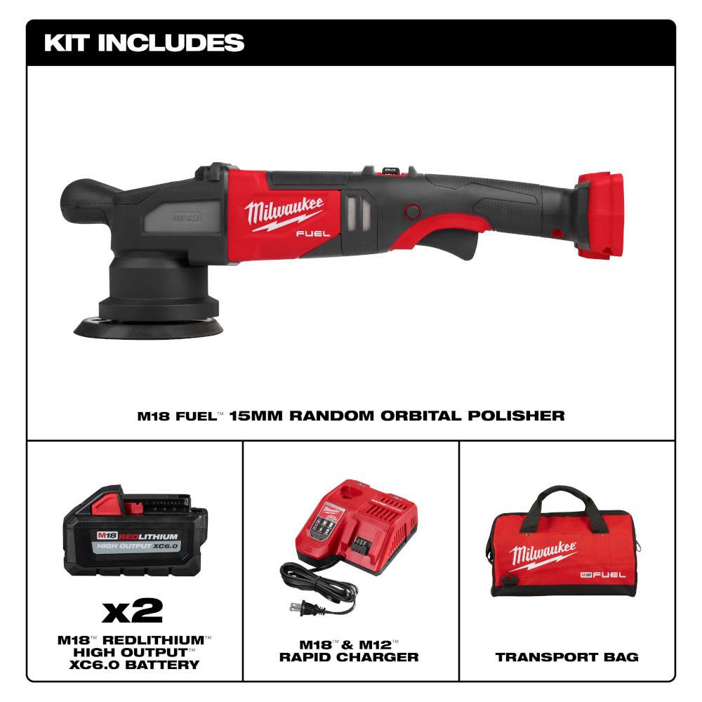 Milwaukee M18 FUEL 15mm Random Orbital Polisher Kit - Ascmtools