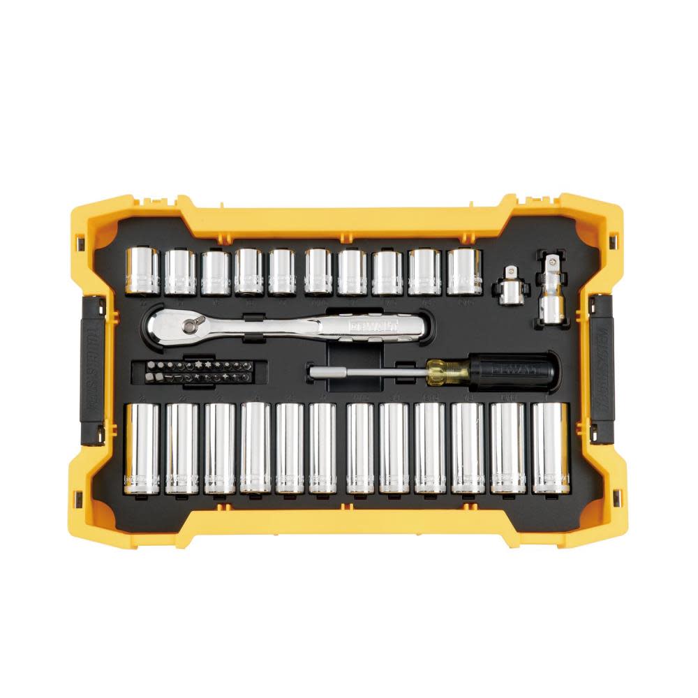 DEWALT TOUGHSYSTEM Mechanics Tool Set 3/8″ 1/2″ Drive 85pc - Ascmtools