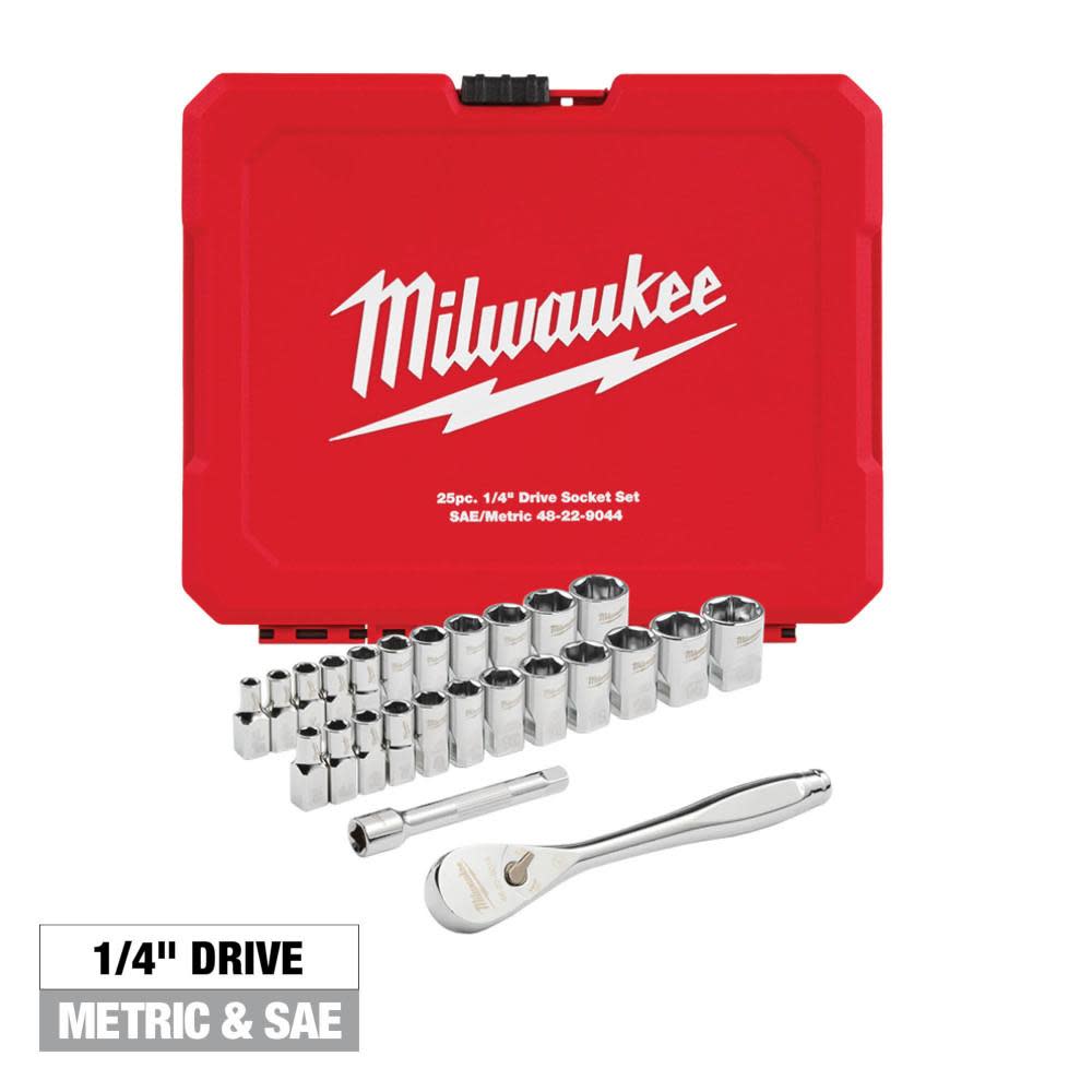 Milwaukee 25pc Ratchet and Socket Tool Set - Ascmtools