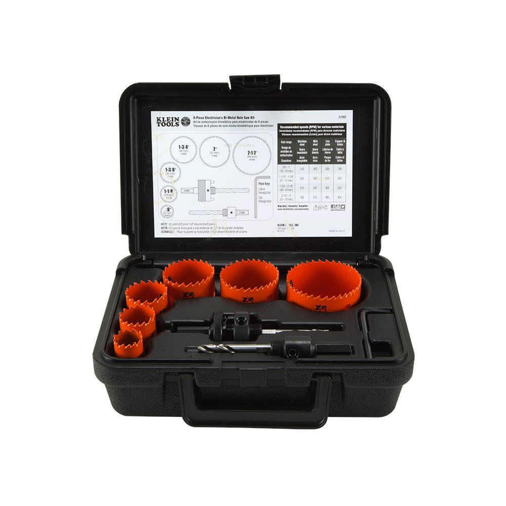 Klein Tools 8 Piece Bi-Metal Hole Saw Kit - Ascmtools