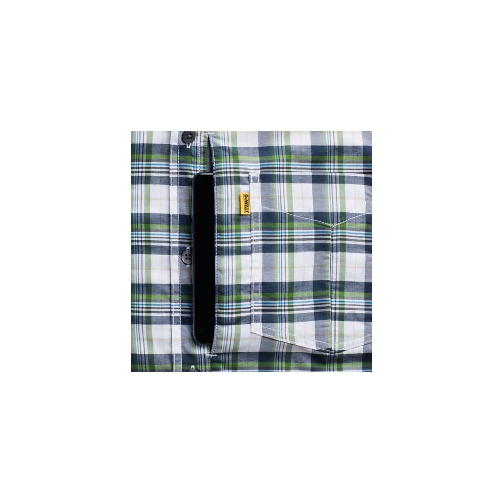 DEWALT Austin Plaid Prostretch Work Shirt Navy/Green Large - Ascmtools