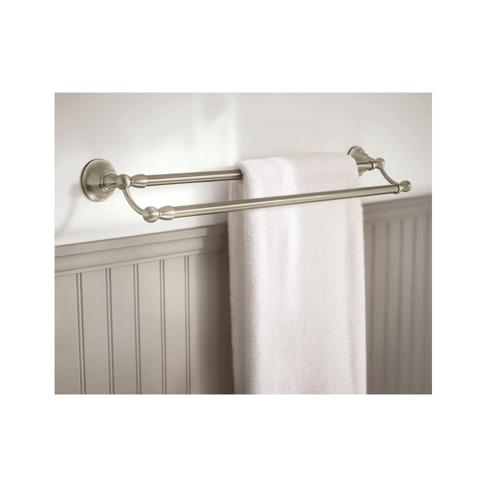 Moen Sage Double Towel Bar Brushed Nickel Brass 24″ - Ascmtools