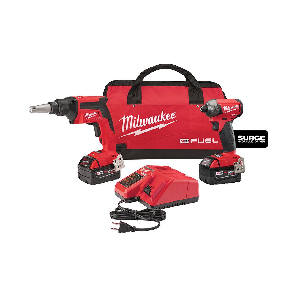 Milwaukee M18 FUEL 2-Tool Combo Kit (FUEL Drywall Gun/SURGE Hydraulic Driver) - Ascmtools