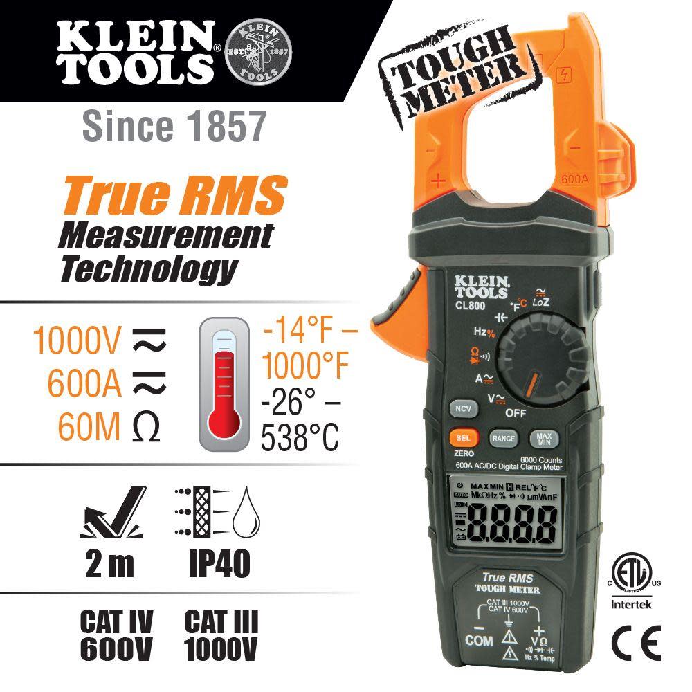 Klein Tools Digital Clamp Meter AC/DC Auto - Ascmtools