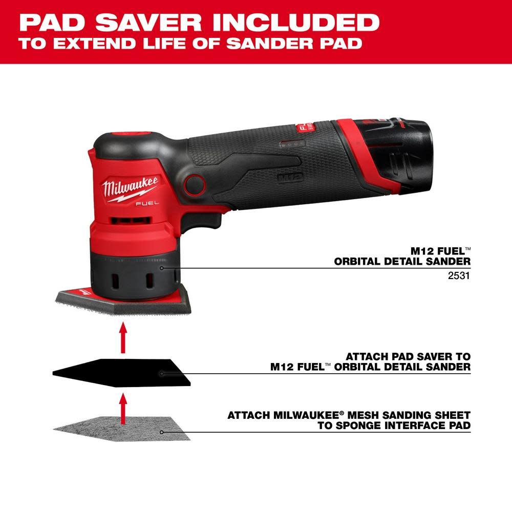 Milwaukee 400 Grit Mesh Sanding Sheets for M12 Orbital Detail Sander 12pk - Ascmtools