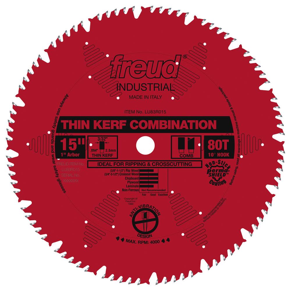Freud 15 In. x 80T Thin Kerf Combination Blade - Ascmtools