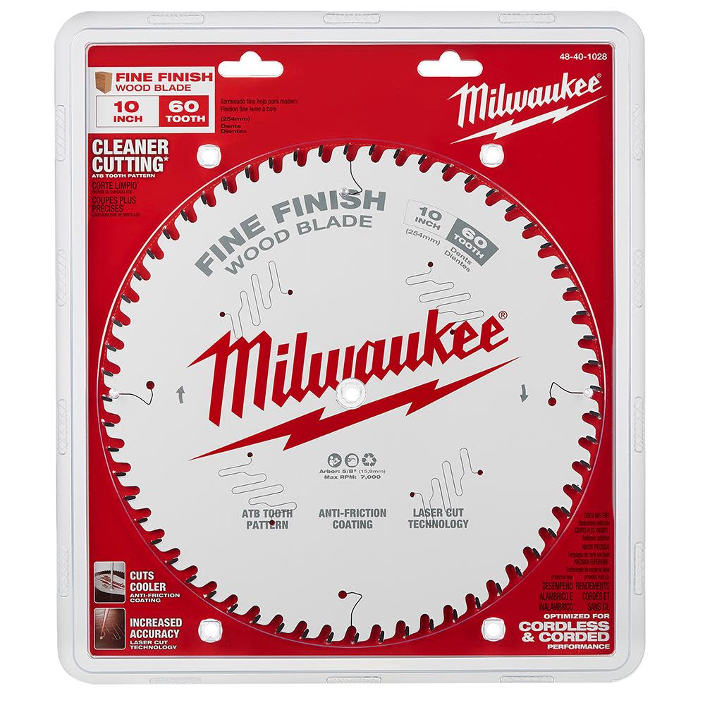 Milwaukee 10 in. 60T Fine Finish Circular Saw Blade - Ascmtools