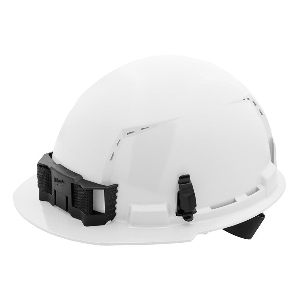 Milwaukee White Front Brim Vented Hard Hat with 4pt Ratcheting Suspension Type 1 Class C - Ascmtools