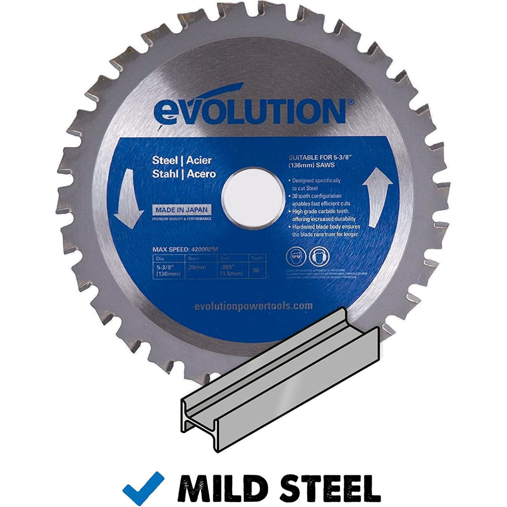 Evolution Power Tools 5 3/8″ x 30T Mild Steel Cutting Circular Saw Blade - Ascmtools