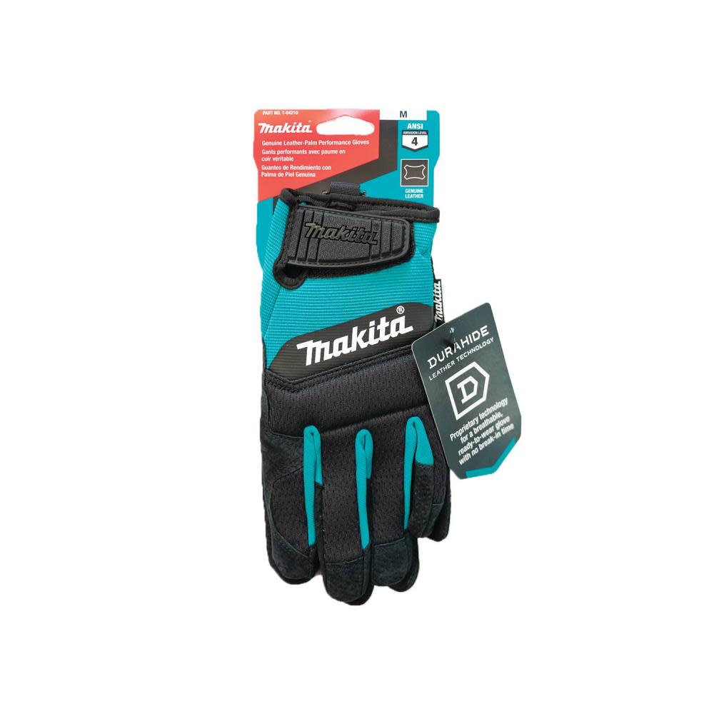 Makita Performance Gloves Genuine Leather Palm Medium - Ascmtools