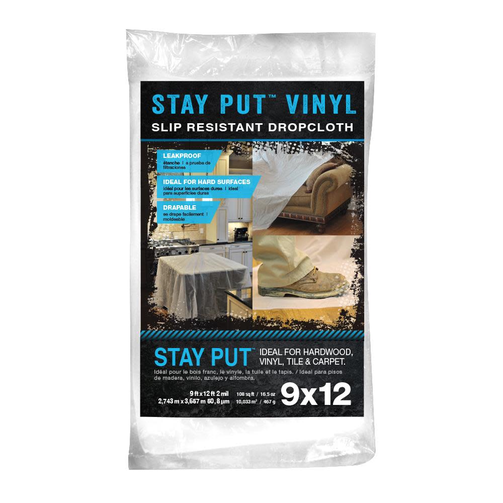 Trimaco Stay Put Vinyl 9-ft x 12-ft Drop Cloth - Ascmtools
