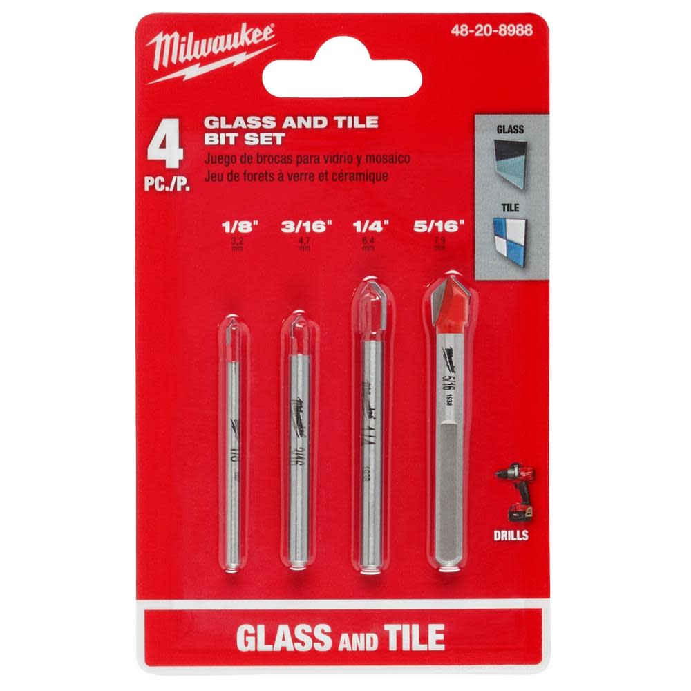 Milwaukee 4 pc Glass and Tile Bit Set - Ascmtools